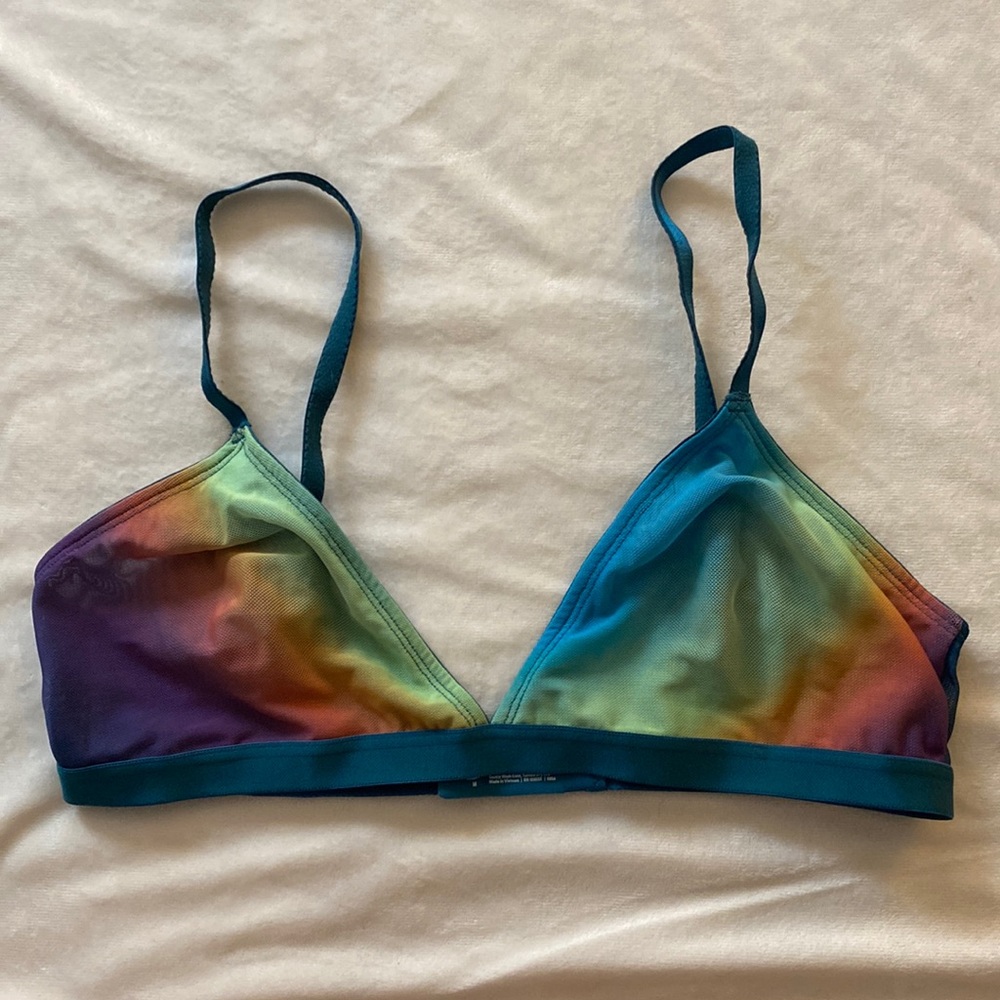 Parade rainbow mesh triangle bralette